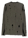 Label Under Construction sweater with a distressed finish