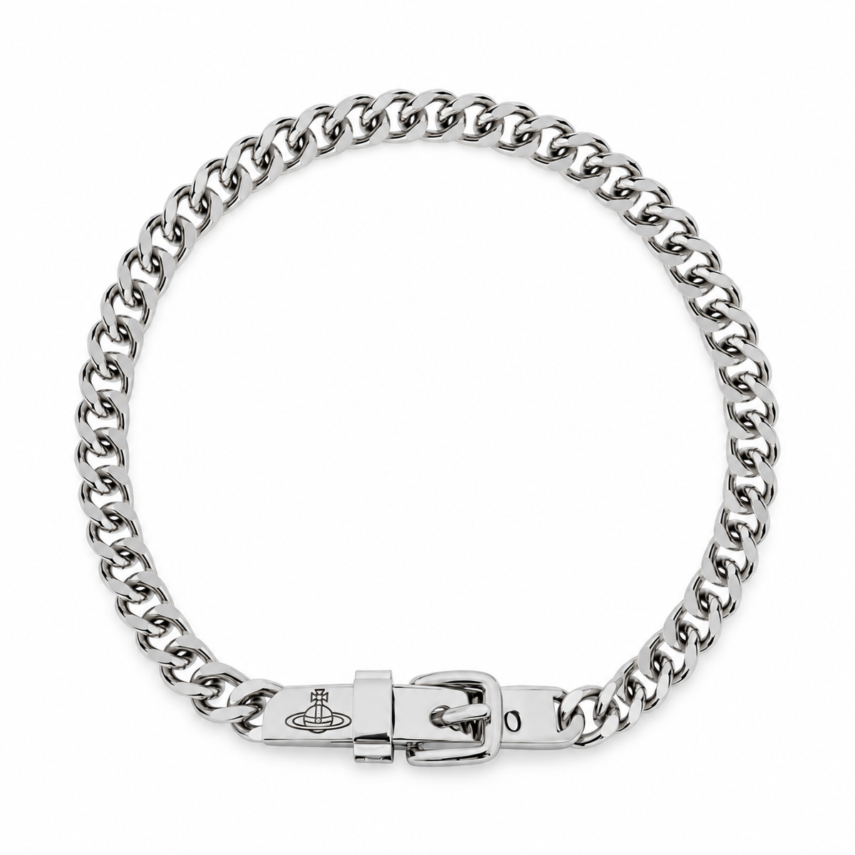 Vivienne Westwood Style Engraved Letter Cuban Chain Necklace